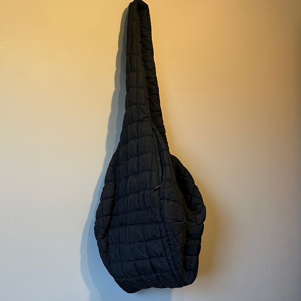 Do everything in love Black Quilted Crossbody Sling Bag